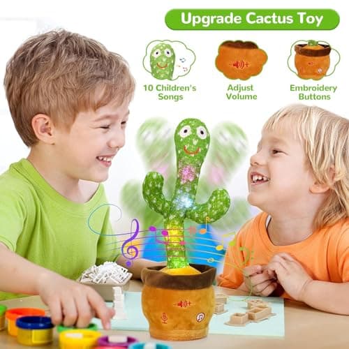 Emoin Dancing Talking Cactus Toy, Cactus Baby Toy Singing Children's Song, Mimicking Recording Repeating What You Say, Educational Interactive Baby Boys Girls Toys (Volume Adjustment) - Thumbnail 5