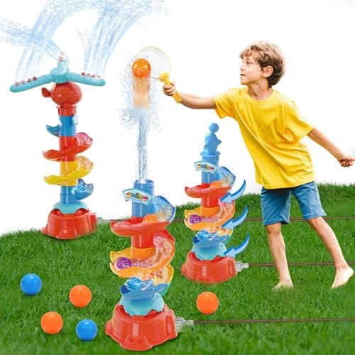Skirfy Water Sprinkler for Kids,3 in 1 Water Toys for Boys Girls,Catch Ball Game,Outdoor Play Summer Pool Party,Outside Toys,Lawn Backyard,Garden Game Toy for Kids Ages 3 4 5 6 7 8 - Image 1