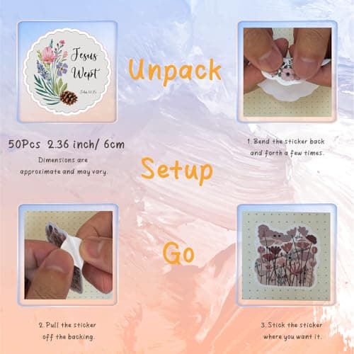 50Pcs Bible Verse Stickers, Inspirational Jesus Sticker, Waterproof, Fade-Resistant, Christian Stickers for Women, Water Bottles, Journaling, Kids, Men - Thumbnail 6