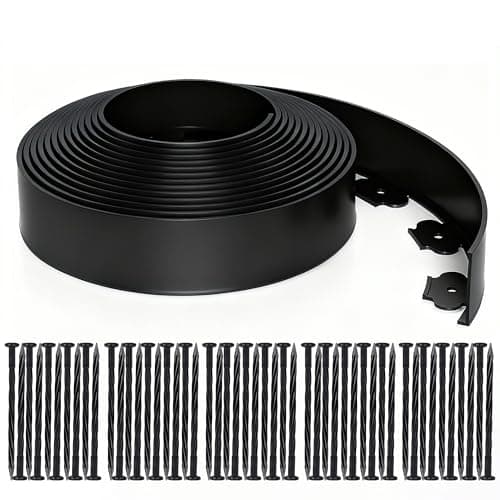 WISD Landscape Edging 2 in x 40 ft with 50 Anchor Spikes, No Dig Garden Edging Flexible Plastic Weather-Resistant Landscape Border Weed Control (Black, 40FT) - Image 1