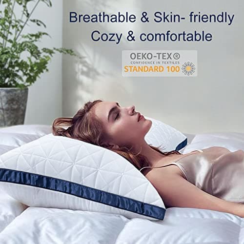 Slybear King Size Pillows Set of 2 - Cooling Hotel Luxury Bed Pillows for Sleeping 2 Pack, Supportive Breathable Down Alternative Gusseted Pillow for Side Stomach or Back Sleepers - Thumbnail 5