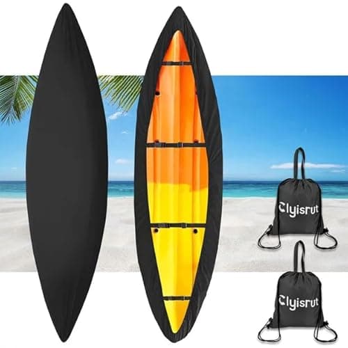 Clyisrut 2 Pack Outdoor Storage Waterproof Kayak Covers, Canoe Covers Boat Cover Accessories, UV Protection Ultra Shade, Dust Cover for Fishing Boat Canoe (10-11.5FT,Black) - Image 1