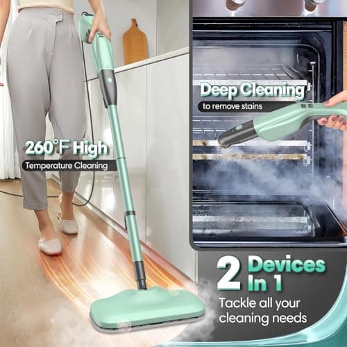 Standable Safe & High Temp Steam Mop Cleaner for Deep Cleaning, Powerful MultiPurpose and Heavy Duty Handheld Steam Cleaner, Detachable Floor Steamer with 18 Accessory for Hardwood Laminate Tile Grout - Thumbnail 4