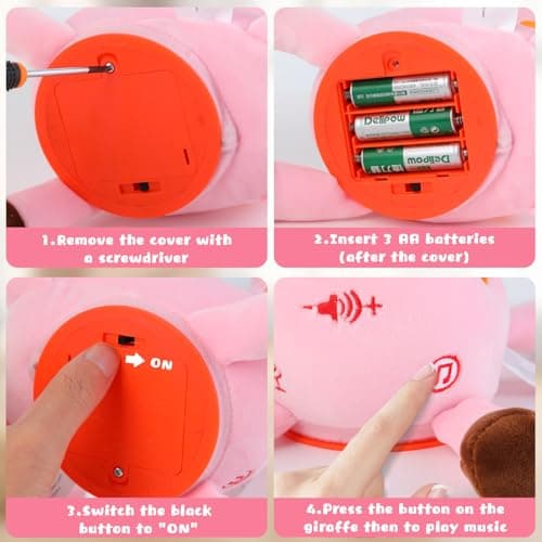 MIAODAM Dancing Talking Giraffe Stuffed Animal, Singing 10 Children's Song, Baby Toy Repeats What You Say, Christmas Colorful Glowing Giraffe Plush Interactive Toys for Toddlers 1-3 Year(Pink) - Thumbnail 6