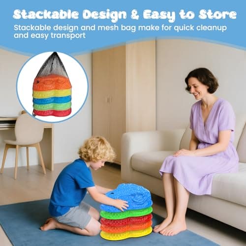 Dinosaur Toys for Kids 3-5, Mist Spraying Dino Roaring & Light up Stepping Stones for Kids, Indoor & Outdoor Durable Non-Slip Sensory Balance Stones with 5 Rechargeable Batteries, Great Toddlers Gift - Thumbnail 6