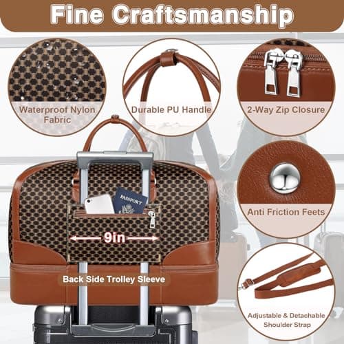 Weekender Bag for Women Travel Duffel Bag - Carry On Overnight Bag with Shoe Compartment Large Nylon Duffle Tote Bag 21.5" for Traveling Business Weekend Trip - Thumbnail 4