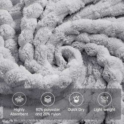 NALIVO Extra Large Bath Towel Set of 6 (40"x80"),Oversized Bath Sheet Super Soft Highly Absorbent Microfibers Quick Dry Luxury Shower Towel for Bathroom Spa Gym Hotel Yoga (Gray, 6Piece) - Thumbnail 4