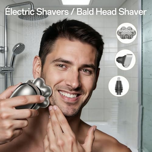 Head Shavers for Bald Men: 5-in-1 Electric Razor with 7D Floating Head & Double Blade - Waterproof Wet Dry Shaver - Thumbnail 2