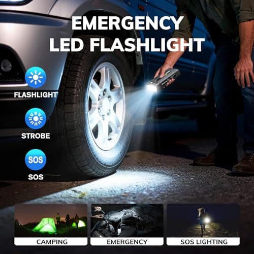 JOMGAND K40 Portable Jump Starter, 5000A 12V Car Battery Booster Pack for Upto 10.0L Gas or 9.0L Diesel Engines, Jump Box with Jumper Cable, USB/DC Charge, and 3 Mode Flashlight - Thumbnail 5