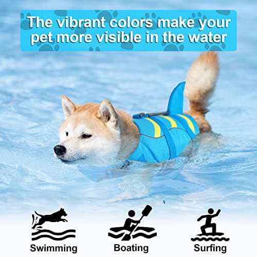 Fragralley Shark Dog Life Jacket, Adjustable Dog Life Vest with Shark Fin, Suit for Small Medium Large Dog Life Vest for Swimming and Boating - Thumbnail 4