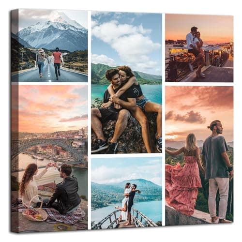 ZHIYYHAO Collage 6 Photo Canvas Prints Custom Multi Personalized Picture Collage with Your Photos for Family Wedding Friends Anniversary (CF-3,24.00L''X24.00W) - Image 1