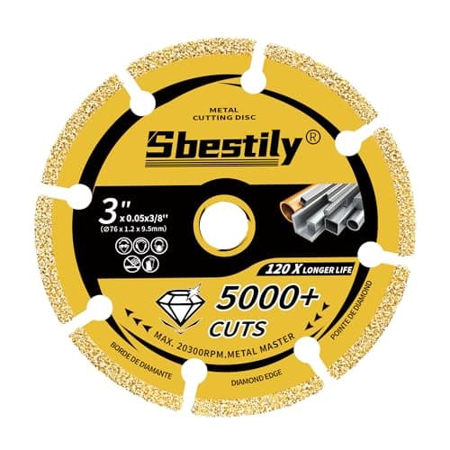 Sbestily 3 Inch Diamond Cutting Wheel for Metal, 3/8" Arbor Cut Off Wheels with 5000+ Cuts on Rebar, Steel, Iron and INOX, Angle Grinder Attachment Cutting Blades (1PCS) - Image 1