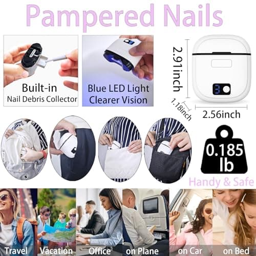 Bstsilver Electric Nail Clipper 2in1 with LED Light, Rechargeable Fingernail Trimmer with Clippings Storage, 3 Speed Nail File, One Button Auto Cutter, Safe Manicure Care for Kids Seniors Caregiver - Thumbnail 2