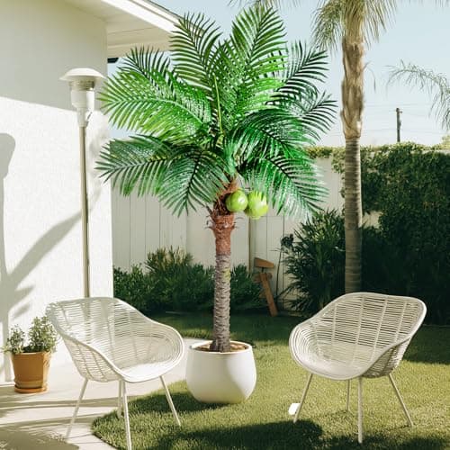 Bailikang Artificial Phoenix Palm Tree 6ft Tall - Fake Large Tropical Tree with Adjustable Leaves, Realistic Faux Sago Palm for Indoor Outdoor Decor, Patio, Poolside, Yard, Living Room, Office - Thumbnail 3