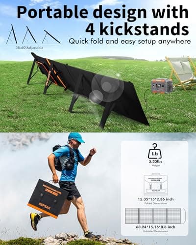KEPEAK 100W Portable Solar Panel, Foldable Solar Panel with QC3.0 & PD, Waterproof High-Efficiency Solar Charger for RVs, Camping, Emergency Backup - Thumbnail 6