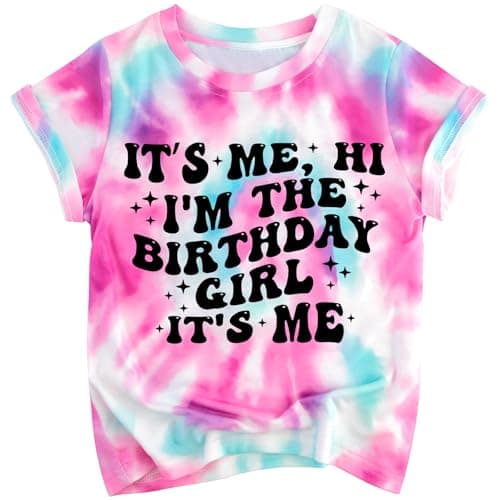Birthday Girls Shirt Outfits 9th 10th Its Me Hi Im The Birthday Girl Its Me T-Shirts 9 10 Year Old Kids Graphic Tee Tops Purple Tie Dye - Image 1