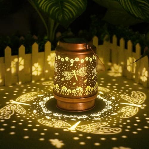 2Pack Solar Lights Dragonfly Solar Lanterns Outdoor Waterproof - Garden Decor Birthday Gifts for Women Mom Grandma Hanging Decoration Outside for Yard, Patio, Backyard, Porch - Thumbnail 2