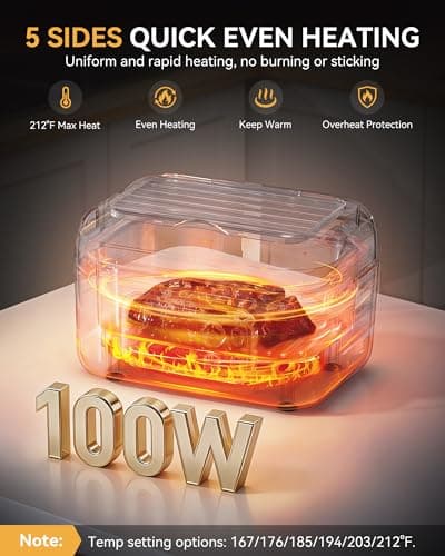 Yofidra Heated Lunch Box, Cordless 24000mAh 100W Electric Lunch Box with Smart Timer, 6.3-Cup Super Large Lunchbox for Men & Women, Portable Food Warmer with Insulated Bag for Outdoor/Office, White - Thumbnail 3