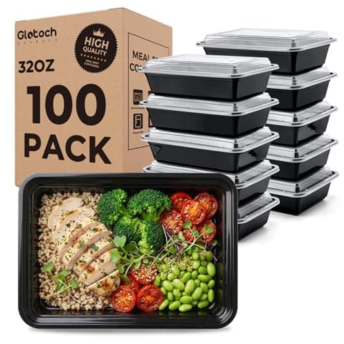 Glotoch 100 Pack Meal Prep Containers 32oz 1-Compartment, Food Storage Containers with Lids, Bento Lunch Boxes, Microwave/Freezer/Dishwasher Safe, BPA-Free Reusable Takeout Boxes - Image 1