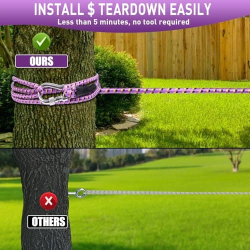 Dog Tie Out Cable for Camping 50ft, Dog Runner for Yard Hold up to 350lbs, Portable Camping Essentials for Outside - Thumbnail 6