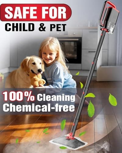 Steam Mop, 19-in-1 Detachable Handheld Steam Cleaner for Home, 230°F Floor Steamer, 2 Steam Modes,3 Adjustable Level, 350ML Tank, Powerful Steam Mops for Cleaning Hardwood Floors, Carpet Tile Grout - Thumbnail 3