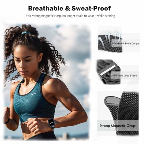 Compatible with Apple Watch Bands, Magnetic Clasp Watch Bands for Women and Men 38mm 40mm 41mm 42mm 44mm 45mm 46mm 49mm, for iWatch Bands Ultra/Ultra 2 SE Series 10 9 8 7 6 5 4 3 2 1, Stainless Steel & Nylon - Thumbnail 4