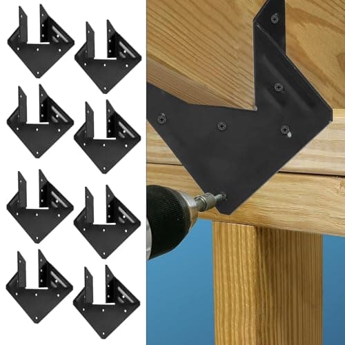 8 Pcs Hurricane Tie for Rafters, 18 Gauge (Thick 1.2mm) Hurricane Straps, Rafter Tie Brackets Fit 2x4, 2x6 Truss to Rafter Connector, Heavy Duty Hurricane Clips for Roofing Trusses, Black - Image 1