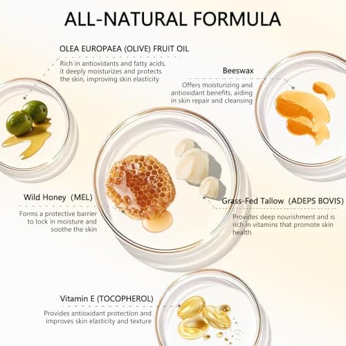 Lilei Beauty Organic Grass-Fed Beef Tallow Balm with Raw Honey - Face & Body Moisturizer - Natural Whipped Skin Care Cream for Dry Skin- Hydrating Body Lotion for Nourishment (Unscented, 115g/4.06oz) - Thumbnail 3