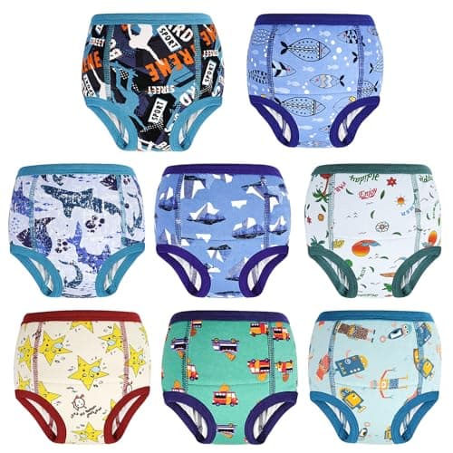 MOEMOE BABY Training Underwear 8 Packs Soft Cotton Absorbent Potty Training Pants for Toddler Boys and Girls 7 Years - Image 1