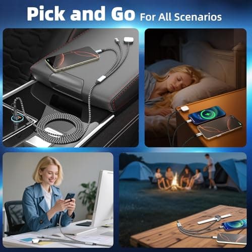 MPATIBY Travel Essentials, 3 in 2 UB A/USB C Cable for Watch Charger, Multi Phone Charging Cable/Cord for All Devices for iWatch Ultra/SE/10-1, Phone16 15 14, Android, iPads, More (2Packs 5FT) - Thumbnail 5