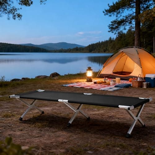 HOMSUPPLIE'S Folding Camping Cot,Outdoor Portable Camp Bed, Sleeping Cots with Carry Bag (Black) - Thumbnail 3