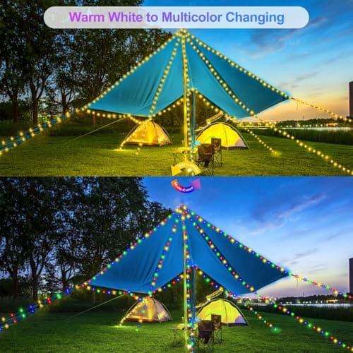 XUNXMAS Outdoor Indoor String Lights Christmas 500LED Warm White Multicolor Fairy Lights 164ft Green Wire Dimmable with Remote Control, Waterproof Fairy Light for DIY Christmas Tree - Thumbnail 3