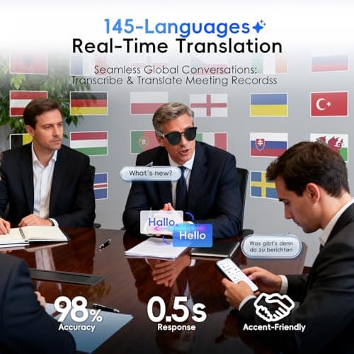 GetD AI Smart Glasses for Men and Women, Low Bridge Fit, 74-Language Real-Time Translator Powered by ChatGPT - Bluetooth 5.4 with 11H Playtime, Polarized Sunglasses for Travel, Driving, Daily Use - Thumbnail 4