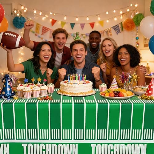 Accevo Football Party Decorations Disposable Tablecloth Plastic Touchdown Table Cover, Game Day Theme Table Cloth, Perfect for Football Birthday Party Supplies 54 X 108Inch, 2 Pack - Thumbnail 4