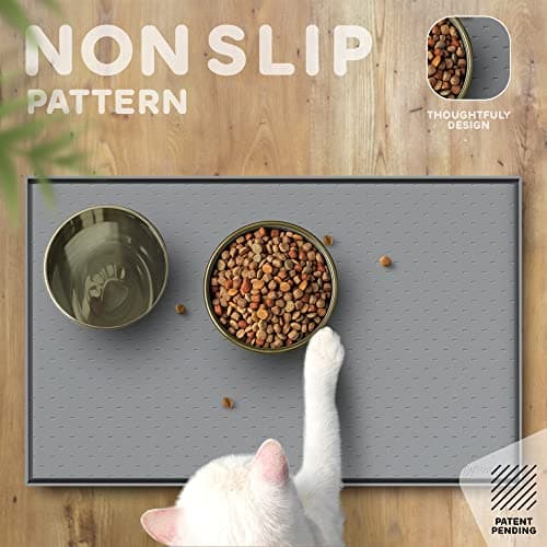 PetHappily Dog Food Mat - Raised Edges Dogs Mat for Food and Water Prevent Spill, Waterproof Cat Food Mats Protect Floors, Easy Clean Dog Bowl Mats for Food and Water, Silicone Pet Feeding Placemats - Thumbnail 4