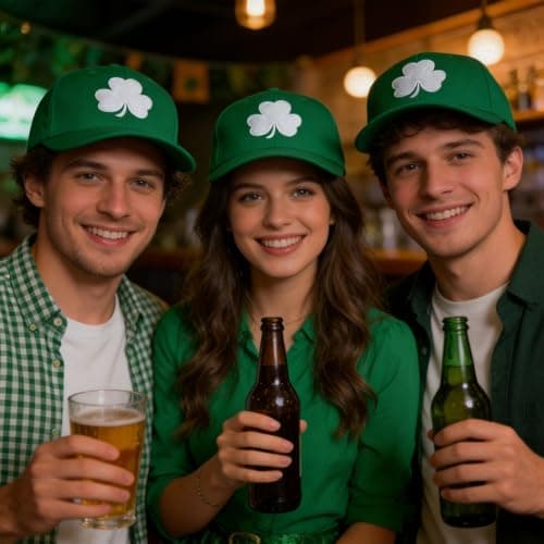 Funny Embroidery Shamrock St Patricks Day Hat Green Baseball Cap for Men Women Unisex Vintage Trucker Hats - Thumbnail 2