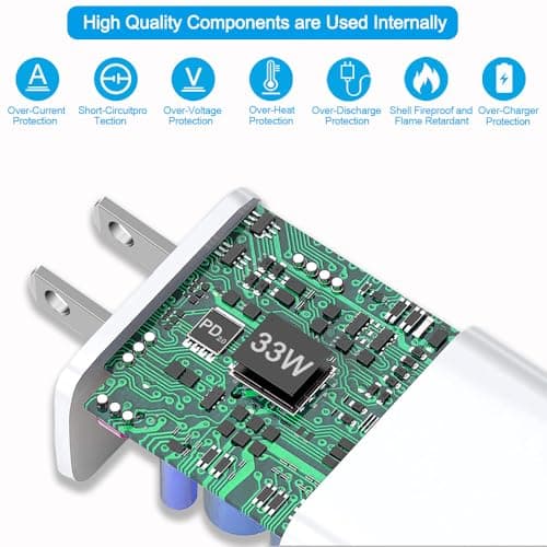 iPhone 17 16 15 Charger Fast Charging [2Pack] 33W Type-c Wall Charger Fast Charger Block with 6FT USB C to USB-C Cable for iPhone 17/17 Air/17 Pro Max/16/16 Plus/16 Pro Max/15 Pro Max/iPad Pro - Thumbnail 3