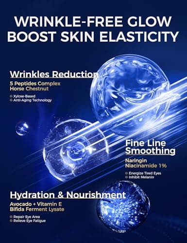 EXPRESSIONS WELLNESS Eye Cream Anti Aging for Wrinkles & Dark Circles, Korean Under Eye Cream with Peptides & Niacinamide, Firming Eye Cream for Puffiness for Women & Men 1.06 Oz Gold - Thumbnail 5