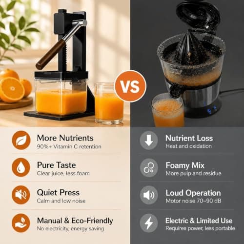 Kundita Premium Aluminum Manual Citrus Juicer, Heavy Duty Hand Squeezer for Fresh Orange Lemon Lime Juice, Perfect for Health Enthusiasts & Home Wellness Kitchens, Black - Thumbnail 4