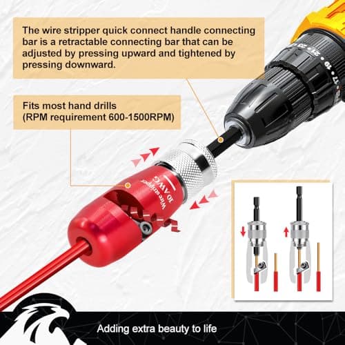 Wire Stripper Tool for American Wire Gauge 8-10-12-14 - EXFEIN Wire Stripping Tool & Wire Twisting Connector Set, Automatic Wire Stripper Cable Wire Connector Toolbox - Thumbnail 4