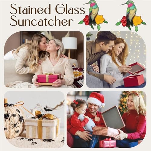 Stained Glass Hummingbird Suncatcher - Sun Catchers Indoor Window Hanging Ornament, Handmade Bird Suncatcher for Windows, Unique Gift for Women/Mom/Bird Lovers (6.4x5.5 Inch) - Thumbnail 6