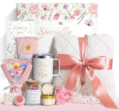 Sparkalyn 11 PCS Birthday Gifts for Women, Get Well Soon Gifts Baskets for Women Self Care Gifts, Spa Care Package After Surgery Thinking of You Sympathy Gift,Gift for Sick Friends Mom w/Blanket - Image 1
