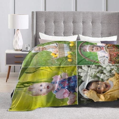 Ships Next Day . Custom Blanket with Photos Text Customized Blanket Personalized Flannel/Sherpa Throw Blankets for Adult Kid Birthday Christmas Halloween Fathers Mothers Valentines Gift - 50"x 60" - Thumbnail 4