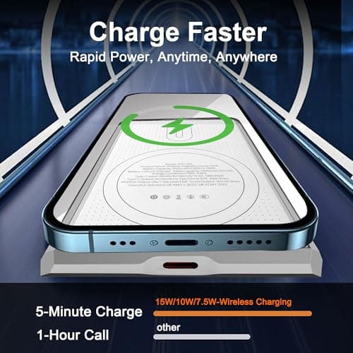 Magnetic Portable Charger 5000mAh with 15W Wireless & 20W PD Fast Charging,Ultra-Slim Travel-Ready Design,LED Display & Premium Metal Shell,Compatible with iPhone 16/15/14/13 Pro/Pro Max/Plus - Thumbnail 3