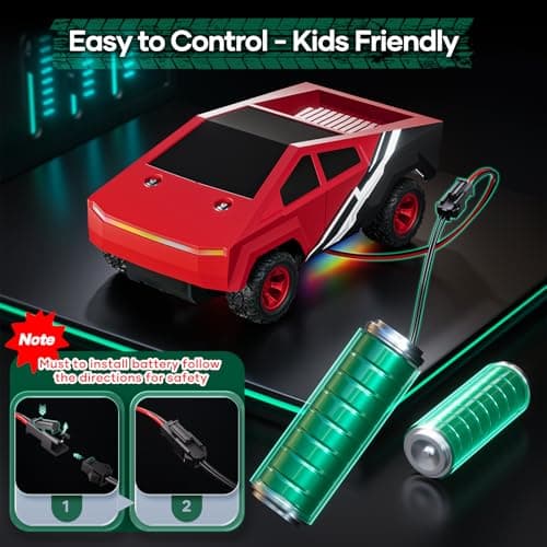 HOMETALL Remote Control Car RC Trucks - 2WD RC Truck Toy RC Cars for All Terrain, 1/24 Scale Pick-up Hobby Monster Truck Toys 2.4GHz Off-Road Vehicles Kids Gifts for Boys/Girls Age 3+, Red - Thumbnail 5