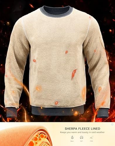 G Gradual Sherpa Lined Sweatshirts for Men Fleece Crewneck Sweatshirt Pullover Warm Shirts for Winter, Heather Dark Grey, XX-Large - Thumbnail 4