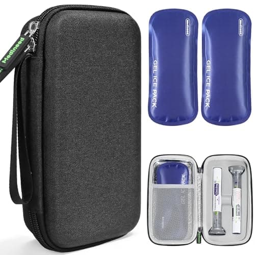 Portable Insulated Cooler Travel Case Fits 2 Zepbound or Mounjaro Injector Pens, Tirzepatide Travel Case TSA Approved with 2PCS Reusable Ice Packs, EVA Medicine Organizer for Daily Use (Black,Big) - Image 1