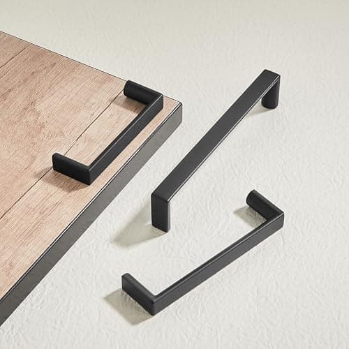 Synkylux 10 Pack Matte Black Cabinet Pulls 5-inch(128mm) Hole Center Kitchen Cabient Hardware Cabinet Handles Drawer Pulls,Cabinet Pulls,Cupboards, Dressers and Square Solid Metal Hardware - Thumbnail 3