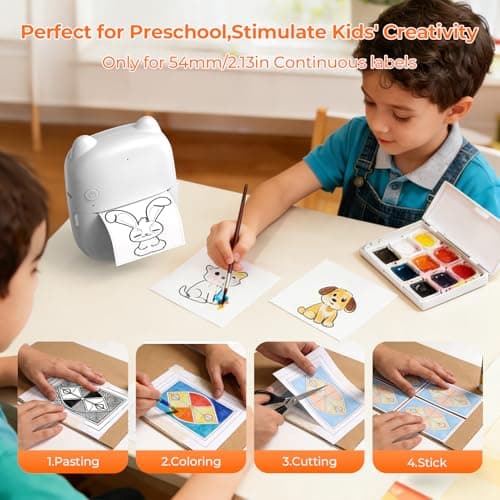 RayCue Printy AI Mini Voice-Control Printer, Kid-Safe AI Sticker Printer with Privacy Protection, Inkless Thermal Photo Printer, Bluetooth Pocket Printer for iOS & Android, 1 Rolls Adhesive Stickers - Thumbnail 5