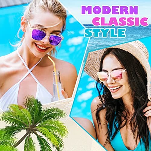 LINVO Polarized Sunglasses for Women Men, Clear Frame Colorful Mirrored Sun Glasses with UV Protection - Thumbnail 2